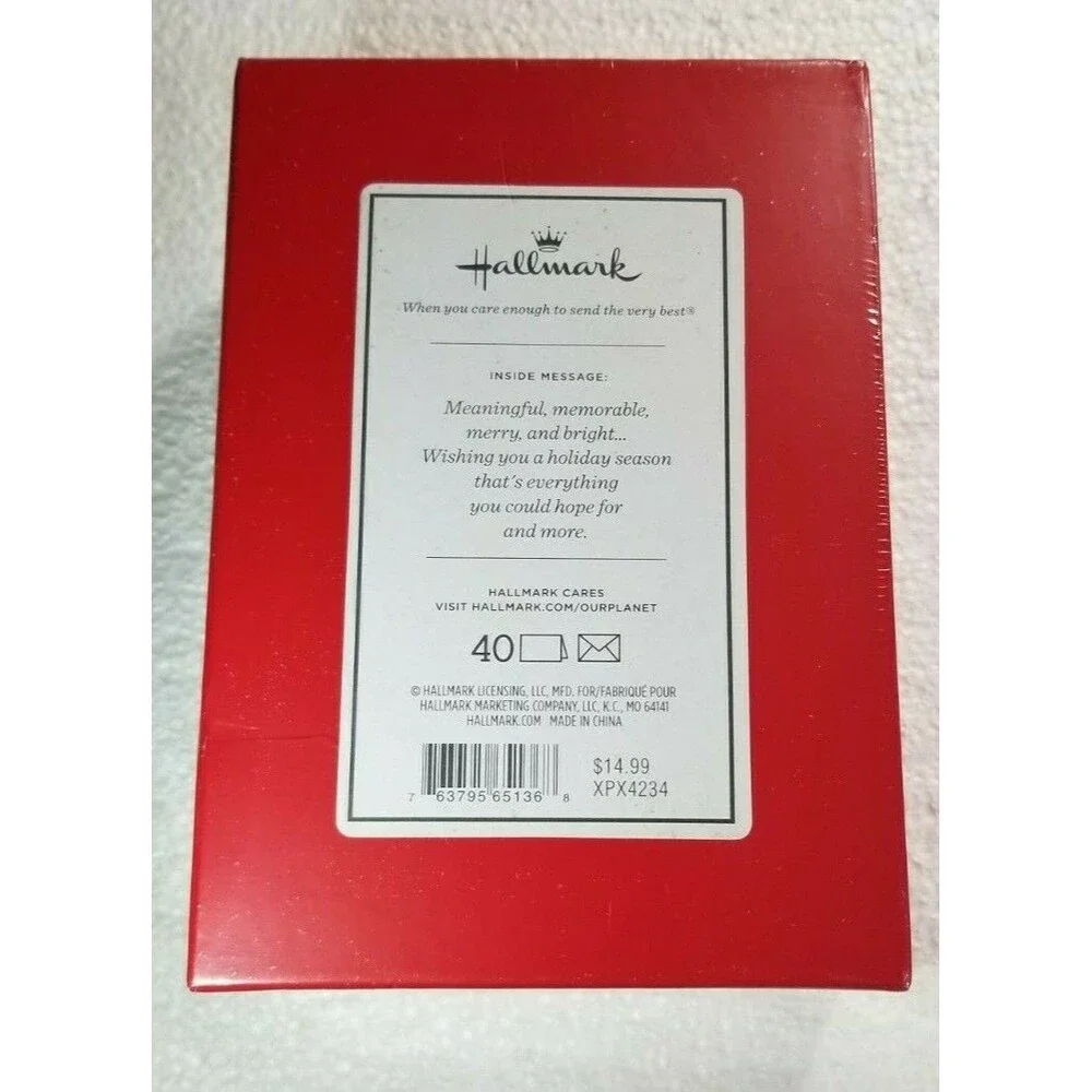 Merry Christmas  Greeting Cards Box of 40 Hallmark Glitter Accents